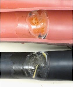 Evidence of PD activity found in the defective CHP2-R2 cable joint.