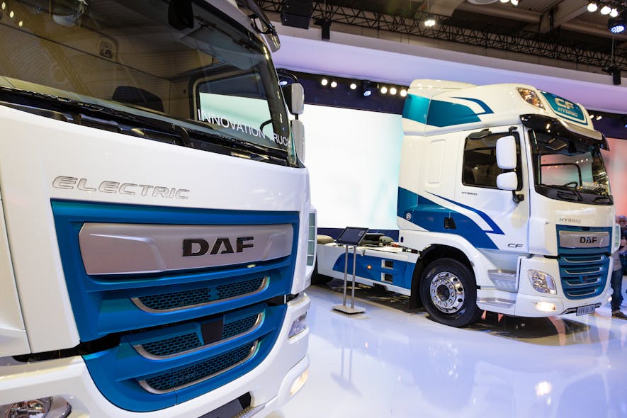 DAF CF Hybrid and Electric trucks. DAF Trucks is a division of Paccar and has its headquarters in Eindhoven, The Netherlands.