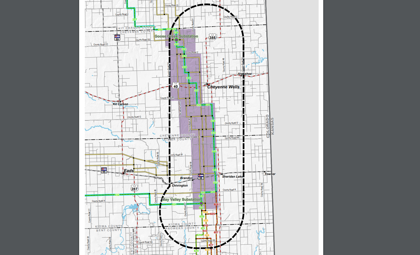A map of section 3 of the project, which runs from Goose Creek to May Valley.