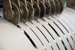 Electrical steel ribbons in a factory. Manufacturing of amorphous steel and other specially made metals is hitting capacity in North America, which is a primary driver for transformer scarcity. Electrical steel ribbons in a factory. Manufacturing of amorphous steel and other specially made metals is hitting capacity in North America, which is a primary driver for transformer scarcity.