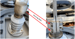 Figure 8. Overheated LV terminal and damaged top gasket. Figure 8. Overheated LV terminal and damaged top gasket.