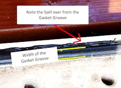 Figure 3. As found, the gasket was overfilled by approximately 109%. Figure 3. As found, the gasket was overfilled by approximately 109%.