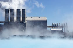 A geothermal power station in Iceland. A geothermal power station in Iceland.