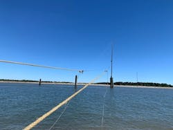 View of the river crossing, north toward Capers Island. View of the river crossing, north toward Capers Island.