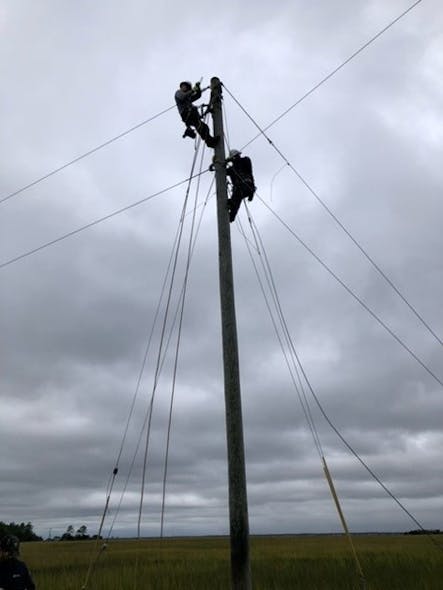 Dominion Energy South Carolina&rsquo;s line crews manually rig hundreds of feet of No. 2 copper wire.