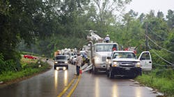 Utility workers respond to a storm in Louisiana. Utility workers respond to a storm in Louisiana.