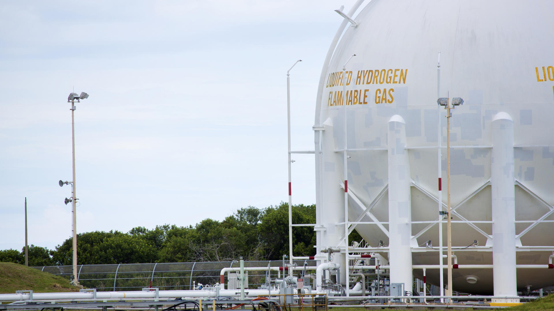 A tank of hydrogen fuel at Kennedy Space Center.