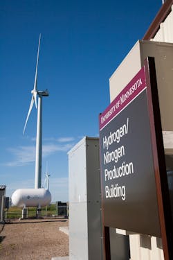 The University of Minnesota’s West Central Research & Outreach Center commissioned a first-of-its-kind facility that produces green ammonia with wind power. The University of Minnesota’s West Central Research & Outreach Center commissioned a first-of-its-kind facility that produces green ammonia with wind power.