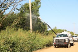 Chemical side-trim applications allow vegetation managers to control only portions of trees that pose a threat of interfering with utility infrastructure. Chemical side-trim applications allow vegetation managers to control only portions of trees that pose a threat of interfering with utility infrastructure.