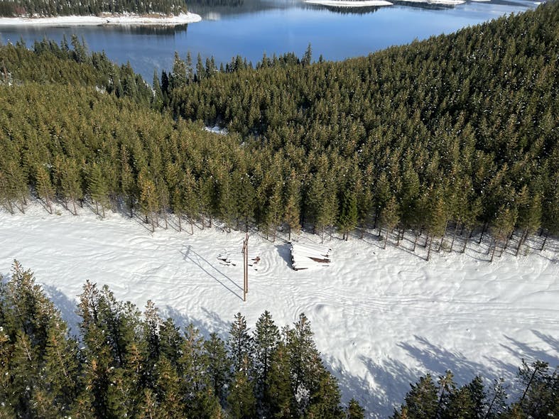 Segment of easement cleared to tree height, with logs ready for shipment to sawmill (El Dorado County, CA February, 2023). Segment of easement cleared to tree height, with logs ready for shipment to sawmill (El Dorado County, CA February, 2023).