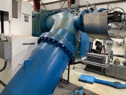 Cordova Electric Cooperative member rely on a microgrid powered by run-of-river hydro facility like the Power Creek Hydropower Facility. Show here is the upper spear valve, Unit 4, 3,000 kW Gilkes turbine and Teco-Westinghouse Generator.