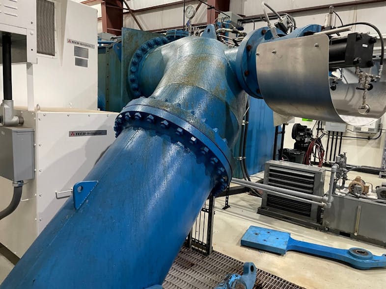 Cordova Electric Cooperative member rely on a microgrid powered by run-of-river hydro facility like the Power Creek Hydropower Facility. Show here is the upper spear valve, Unit 4, 3,000 kW Gilkes turbine and Teco-Westinghouse Generator.