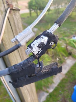 An example of high impedance; a bad hot leg connector. An example of high impedance; a bad hot leg connector.