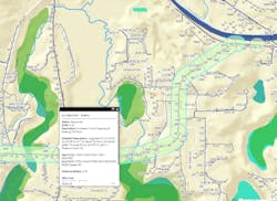 Defined proposed work area with Wetland Mapping layered in utilizing the web tool for environmental evaluation.