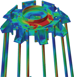 Dominion micropile-grillage arrangement, shown in Finite Element Analysis (FEA). Dominion micropile-grillage arrangement, shown in Finite Element Analysis (FEA).