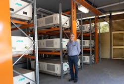 Evan Gray stands in the hydrogen storage facility of the Sir Samuel Griffith Centre on the Griffith University’s Nathan campus in Brisbane, Australia. Evan Gray stands in the hydrogen storage facility of the Sir Samuel Griffith Centre on the Griffith University’s Nathan campus in Brisbane, Australia.