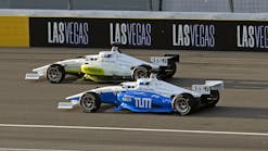 PoliMOVE passes TUM in the final pass of the competition at the Las Vegas Motor Speedway.