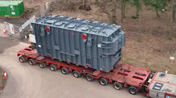 A photograph of a similar-sized transformer arriving at Alyth Substation earlier this year.