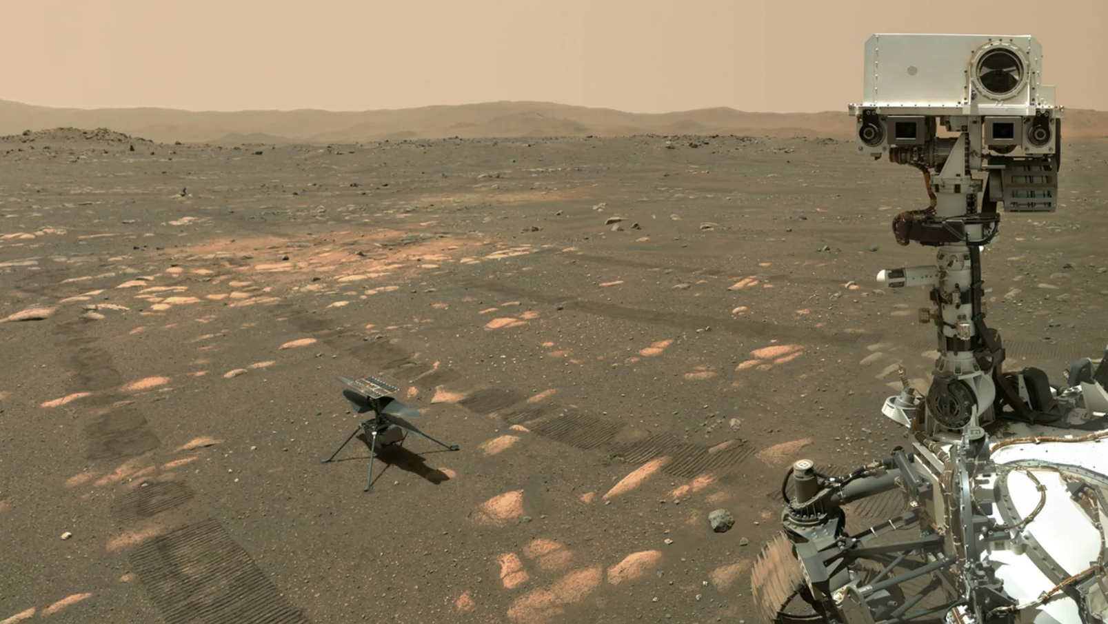 Perseverance's selfie with Ingenuity.