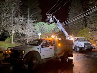 SMUD crews worked through the night to restore power during the most damaging storms. Photo courtesy of SMUD.