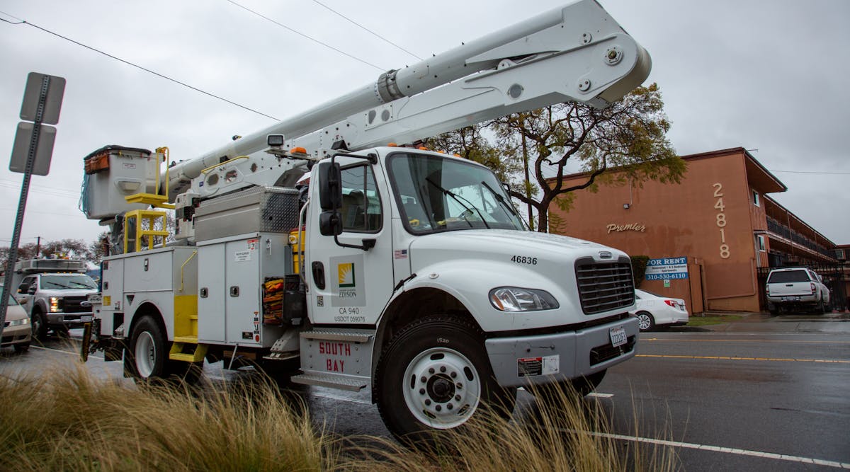 An SCE crew responds to a transformer repair in Lomita during the storm.