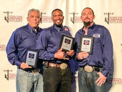 The 2019 World Champion Journeyman Team trophy winners (left to right), Ramon Garcia, Wil Robinson and Jacob Lybbert. Photo by Energized Edison.