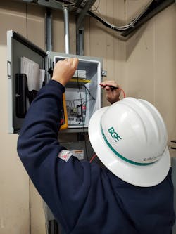 The FCCP device is tested once it is installed. Photo courtesy of Baltimore Gas & Electric. The FCCP device is tested once it is installed. Photo courtesy of Baltimore Gas & Electric.