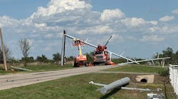 OG&amp;E crews repaired damage and restored power in Shawnee, Oklahoma, after tornadoes, large hail and damaging winds with 70 mph wind gusts moved through the area.