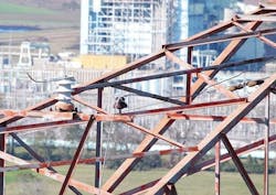 UAV aerial inspections can provide critical information such as this broken shield wire and structural corrosion. UAV aerial inspections can provide critical information such as this broken shield wire and structural corrosion.