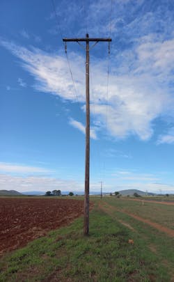 A typical rural overhead distribution line in South Africa. A typical rural overhead distribution line in South Africa.