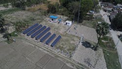 Aerial shot of a mini-grid under construction in Aurai, India. Husk&rsquo;s mini-grids are located close to main market areas, and distribution networks need to cover 80% of commercial customers to maximize both local impact and company revenue.