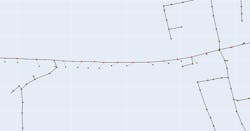 Pole and line section geo-positioning after mapping. Pole and line section geo-positioning after mapping.