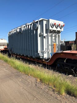 In June 2023, PSE’s new 500kV:115kV transformer arrived by railcar in Centralia, Washington. In June 2023, PSE’s new 500kV:115kV transformer arrived by railcar in Centralia, Washington.