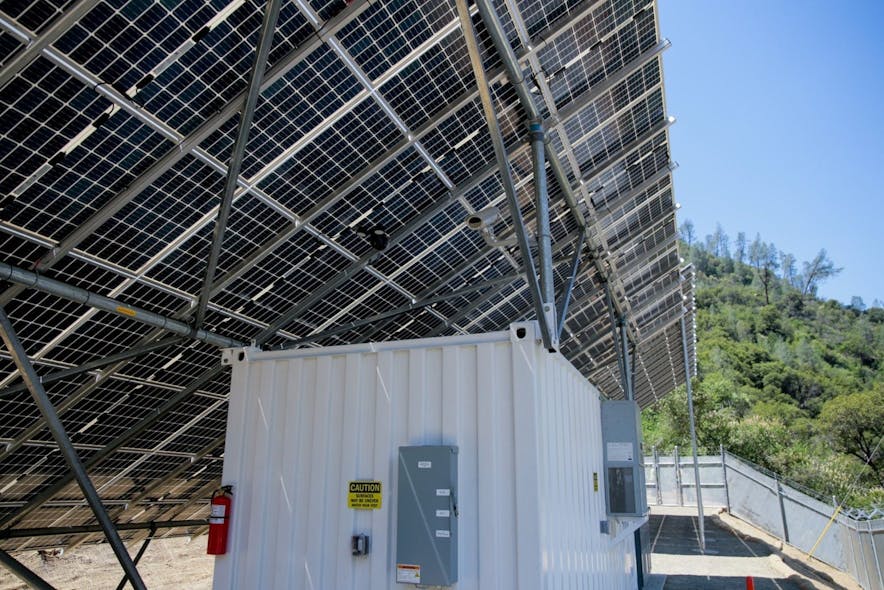Instead of rebuilding the distribution line destroyed by the 2019 Briceburg fire, PG&amp;E opted a localized stand-alone power system. Photo courtesy of BoxPower.