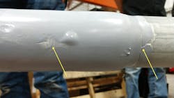 Case Study 2 common splice installation defect 1: impressions and dips in the mastic creates voids between layers yielding substandard performance. Case Study 2 common splice installation defect 1: impressions and dips in the mastic creates voids between layers yielding substandard performance.