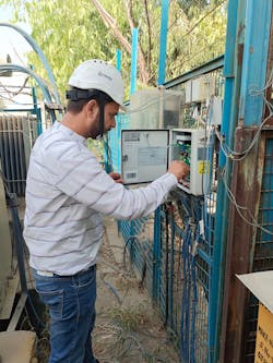 Low-voltage IoT device installed in outdoor substation. Low-voltage IoT device installed in outdoor substation.