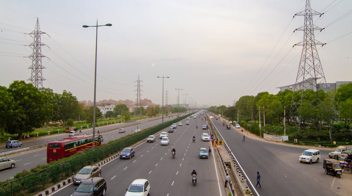National Highway 8, one of the busiest highways in the Indian subcontinent, as it connects Delhi to Mumbai.