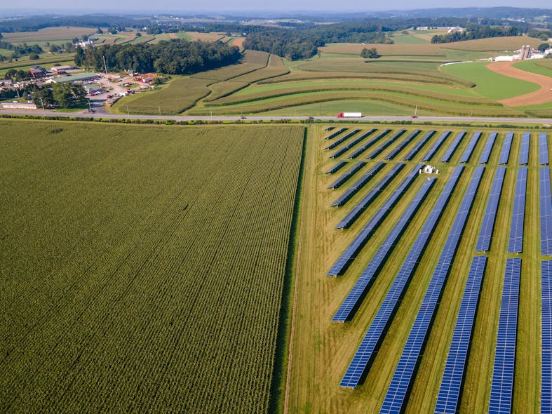 An AES solar farm. The AI/ML applications used by AES can optimize the use of renewable energy facilities by anticipating weather patterns.