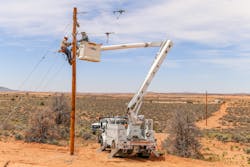 Austin Energy worked west of Flagstaff, Arizona, with the San Francisco peak in clear sight. The peak is considered one of four sacred mountains to the Navajo people. Austin Energy worked west of Flagstaff, Arizona, with the San Francisco peak in clear sight. The peak is considered one of four sacred mountains to the Navajo people.