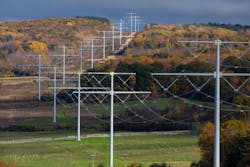 Foliage along completed work on the Central East Energy Connect (CEEC) high voltage transmission line, near Route 30 and Route 141 (Merry Lane).