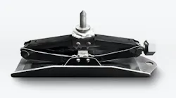 Lineworkers can use three of these temporary supports to brace against the wall of the hole. The top point then pushes into the pole. The adjustment bolt on the right is pointed toward the top of the hole so a lineworker can adjust the jack with a drill with an extension.