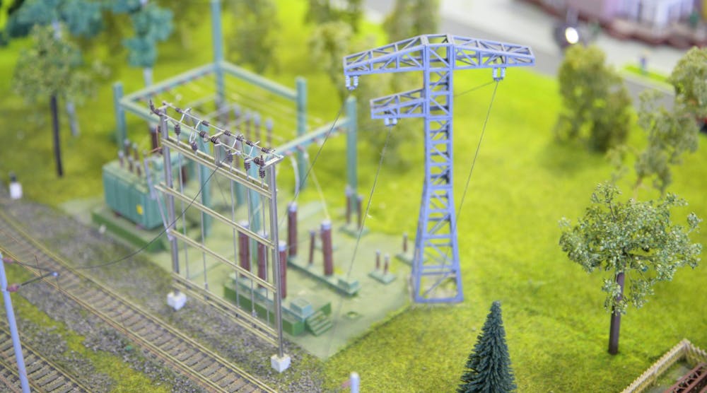 A model of an electrical substation. Net zero or real zero energy by 2050 has dramatic implications on the current planning, design, operations and maintenance of the electric transmission and distribution grid that delivers that energy.