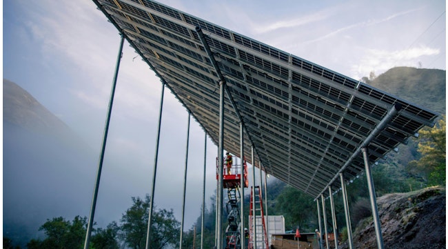 Construction crews install an integrated system of solar, battery storage and generation.