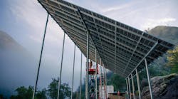 Construction crews install an integrated system of solar, battery storage and generation.