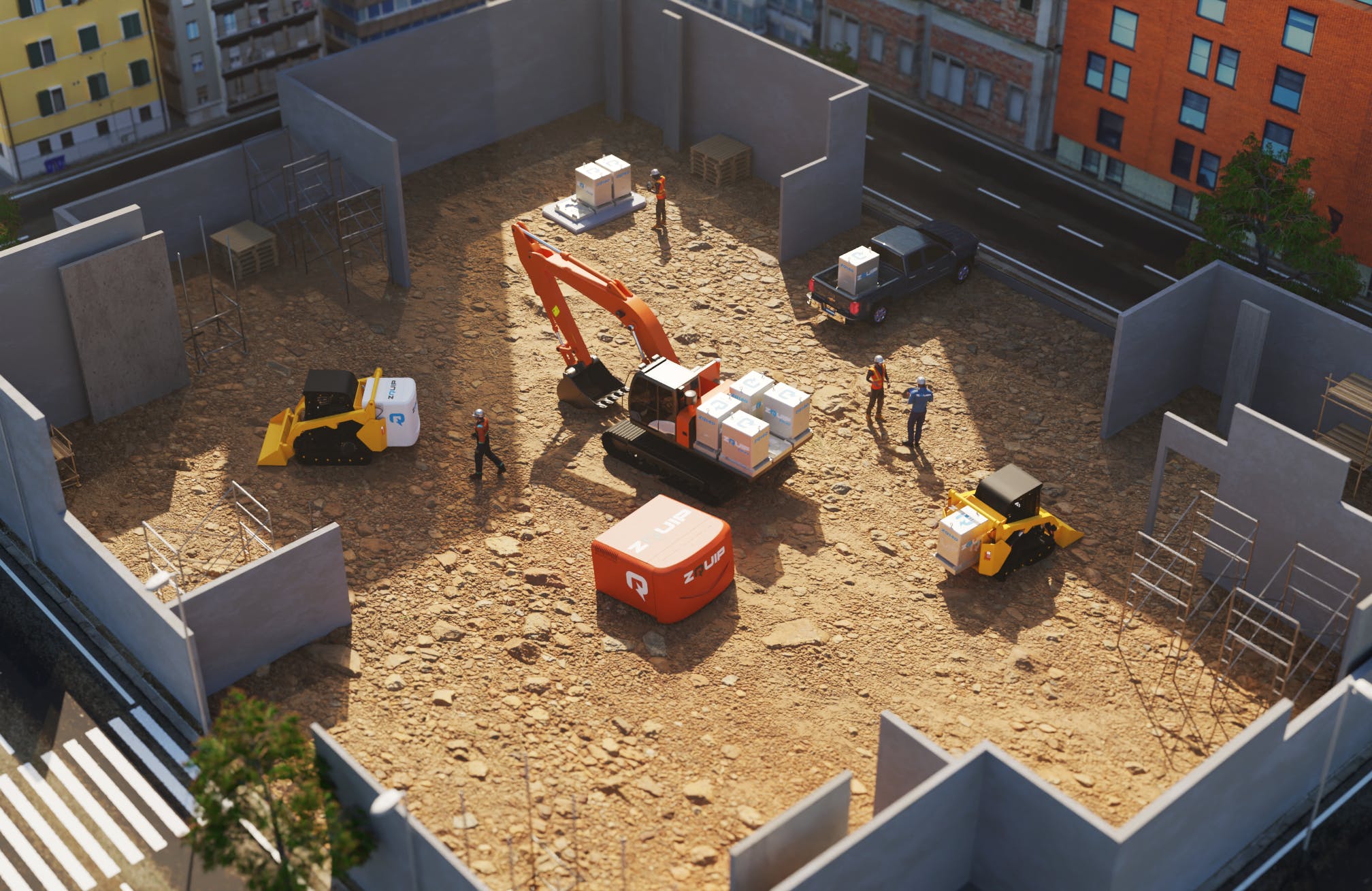 65bbf830f6bd7f001e57a305 Job Site With High Angle View Of Zquip Machines