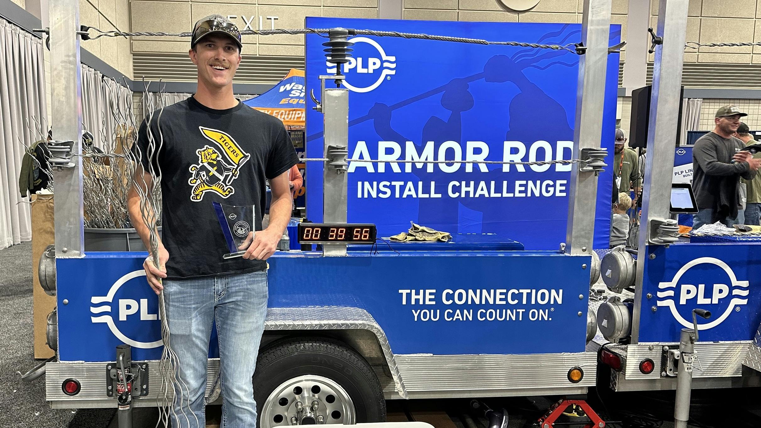 After qualifying to be in the top 16 in the PLP Armor Rod Challenge at the 2023 International Lineman&rsquo;s Expo, Midwest Energy's Theron Tucker won the championship round by installing a set of Armor Rods and a distribution tie in just 39 seconds.