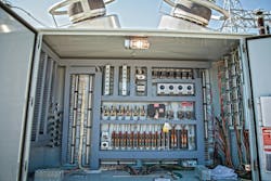 Electronic cabinet at a substation. Electronic cabinet at a substation.