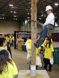 Susan Blaser was the first lineworker to top out at Kansas City Power & Light (now Evergy) before training the next generation of lineworkers at Metropolitan Community College in Kansas City. Susan Blaser was the first lineworker to top out at Kansas City Power & Light (now Evergy) before training the next generation of lineworkers at Metropolitan Community College in Kansas City.