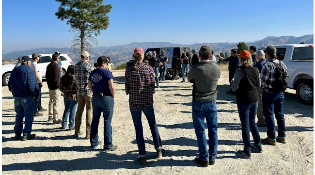 Southern Idaho All Lands Partnership group discuss wildfire risk and evaluate project prioritization during July 2022 field tour in Wilderness Ranch, Idaho.