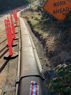 Ground-level distribution systems (GLDS), power lines are neither suspended from utility poles nor buried underground. Instead, lines are placed inside protected and resilient conduits that rest on the ground. Ground-level distribution systems (GLDS), power lines are neither suspended from utility poles nor buried underground. Instead, lines are placed inside protected and resilient conduits that rest on the ground.